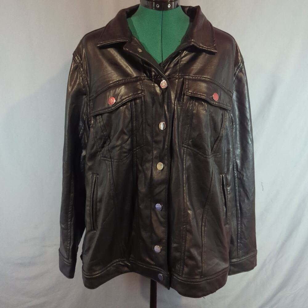 FASHION NOVA Switch Up Faux Leather Jacket 1X Black